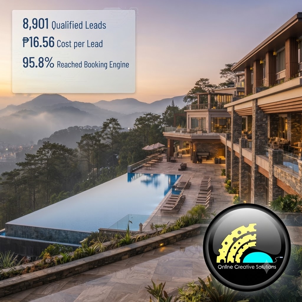 Meta Ads lead generation campaign for a Baguio hotel managed by Online Creative Solutions.